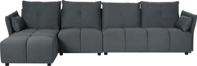 Produktbild von BELIANI Ecksofa Graphitgrau Stoffbezug mit Chaiselongue Rechts 4-Sitzer L-Form Viele Kissen Niedrige Sitzhöhe Freistehend Modern Wohnlandschaft
