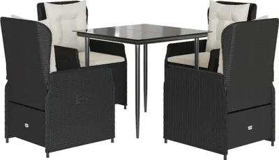 Imagen del producto de vidaXL Juego de mesa de jardín de 5 piezas con cojines, color , fabricado en ratán sintético