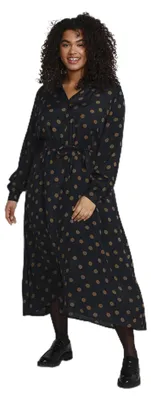 Produktbild von KAFFE CURVE Damen Kleid KColivia Damen Große Größen Kleid Mit Kragen Casual Lang