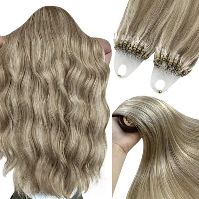 Obrázok produktu pre Príčesy z mikroringov, prírodné vlasy, 55 cm, 50 g, hnedé s odtieňmi blond