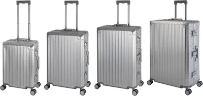 Produktbild von Aluminium Reisekoffer Gepäck-Set, Travelhouse® Tokyo, Trolley mit 4 Rollen, Aluminium Hartschale - Reisekoffer  S+M+L+XL - Silber