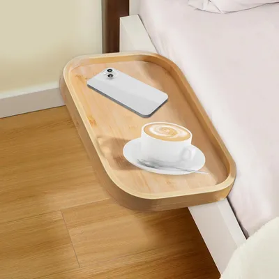 Produktbild von Nachtkastje für Bett und Etagenbett - hängendes Tablett und Schublade - Schlafsaal-Organizer - natürliche Holzfarbe