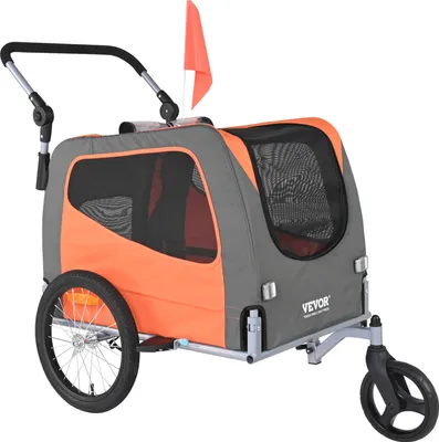 Immagine prodotto di VEVOR rimorchio per bici per cani, trasporta fino a 30 kg, portabici 2 in 1 per carrozzina, telaio per passeggino facile da piegare con ruote a sgancio rapido, gancio universale per bici, catarifrangenti