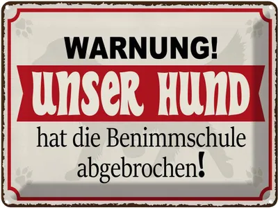 Produktbild von vianmo Blechschild 30x40 cm unser Hund hat Benimmschule Warnschild Hinweisschild Sicherheit Vorsicht