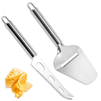 Image de Set de râpe à fromage et de couteau à fromage - 2 pièces en acier inoxydable - pour couper le fromage