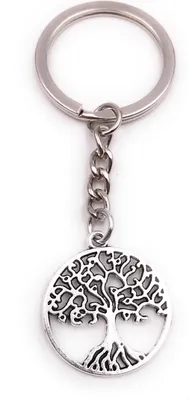 Produktbild von Onwomania Schlüsselanhänger Lebensbaum Baum des Lebens mit Wurzeln silber Anhänger Keychain