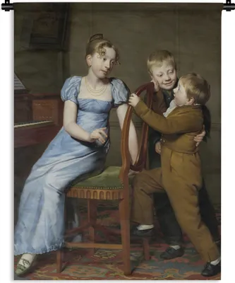 Produktbild von MuchoWow® Wandteppich Wandbehang Gestörtes Klavierspiel - Gemälde von Willem Bartel van der Kooi 90x120 cm Tapisserie Dekoration Wandtuch - Wanddeko
