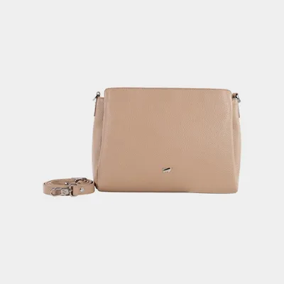 Image de Sac bandoulière HANNA, modèle S, couleur beige, pour femmes, en cuir