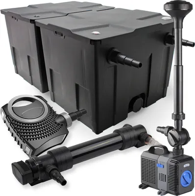 Produktbild von SunSun Komplettset: CBF-350B Teichfilter bis 60000L Teichfilteranlage Durchlauffilter, NEO10000 Teichpumpe 10000l/h 80W, CUV-636 Teichklärer UVC Klärer mit 36W, CTP-5003 Springbrunnenpumpe 5000l/h 30W
