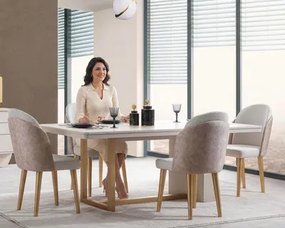 Obrázok produktu pre Sada jedálenských stoličiek, moderný štýl, béžová, drevená konštrukcia, elegantný dizajn