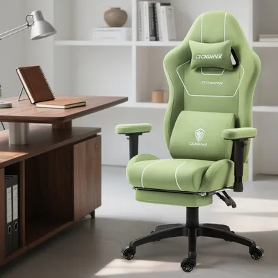 Image de Chaise de gaming ergonomique, chaise de bureau avec dossier haut, accoudoirs réglables et repose-pieds, couleur noire