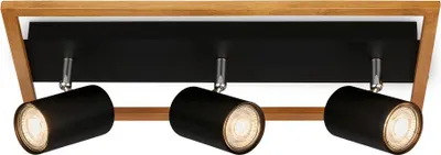 Image de Spot, noir, avec bois, sans 3xGU10/max. 9W
