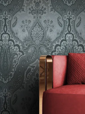 Produktbild von NEWROOM Tapete Sarita Black Schwarz Vliestapete - Barock Leicht Glänzend Ornament  Germany