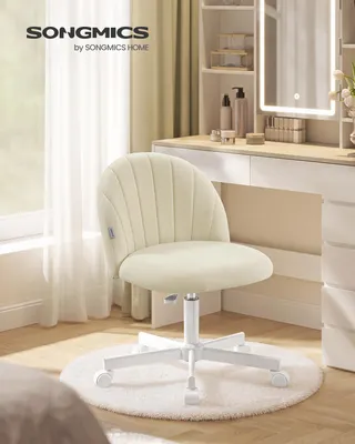 Obrázek produktu pro SONGMICS, toaletní židle, kancelářská židle, povrch z krátkosrsté plyše, výškově nastavitelná, kompaktní design, béžová barva