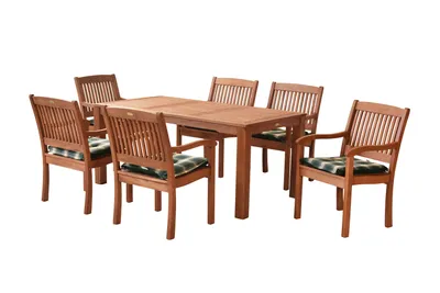 Produktbild von Merxx Gartenmöbelset Maracaibo 13tlg., 6 Sessel, 6 Wendeauflagen, 1 Tisch 170 x 90 cm - Eukalyptus