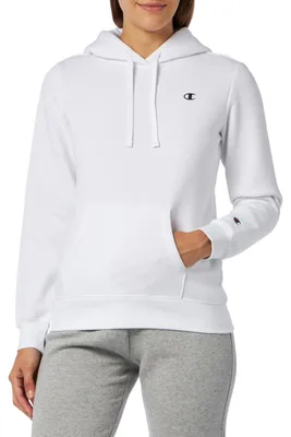 Produktbild von Champion Legacy Basics W-Light Powerblend Fleece Sweatshirt mit Kapuze für Damen, Weiß, XS