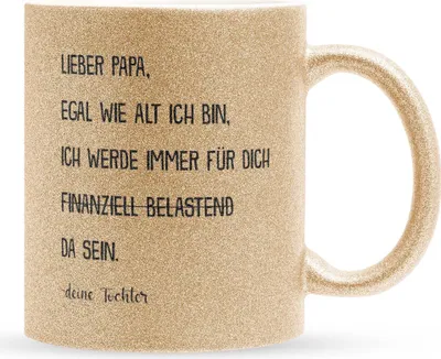 Produktbild von 22Feels Glitzertasse Gold Papa Geschenk von Tochter Vatertag Vater Geburtstag Weihnachten Kaffeetasse Männer Haferl Geschenkidee Bürotasse