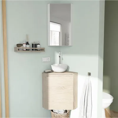 Produktbild von Eckwaschbecken + Waschbecken + Wasserhahn + SORRENTO-Schrank