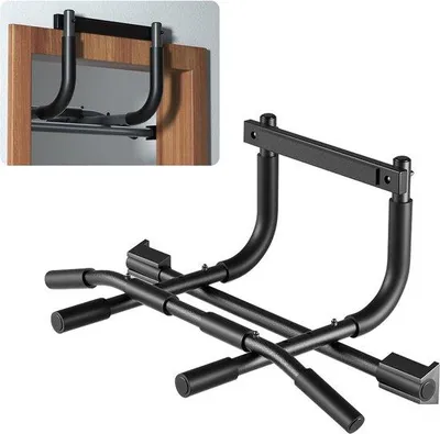 Produktbild von Famanu Türreckstange ohne Bohren - Klimmzugstange für Türrahmen - bis 150 kg belastbar - schwarz - 96 x 33 x 55 cm