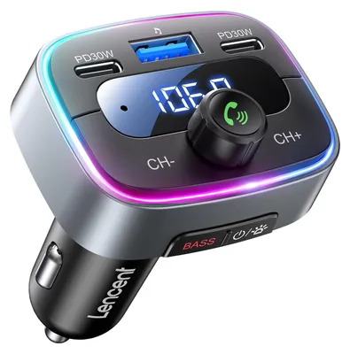 FM-Transmitter Bluetooth 5.4, 60 W PD, Dual USB-C, Freisprecheinrichtung