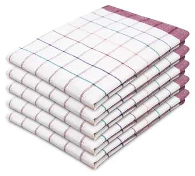 Produktbild von 5er Set Geschirrtücher Baumwolle in 50x70 cm, saugstark und langlebig Gastronomiequalität rot kariert
