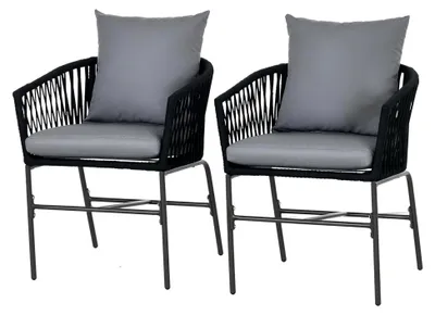 Produktbild von 2er-Set Gartenstühle mit Kissen im Boho-Stil
