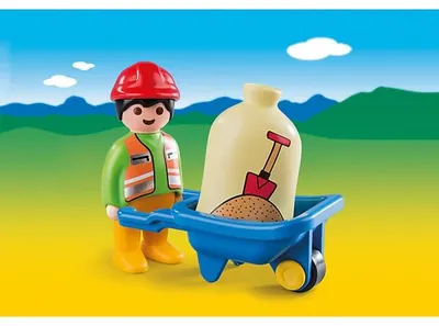 Image de PLAYMOBIL 1.2.3 6961 ouvrier avec brouette