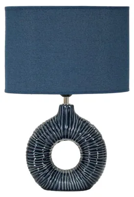 Imagen del producto de Lámpara de mesa de cerámica con pantalla de tela, 28,5x15x43 cm, color azul, modelo "Seta" de Mauro Ferretti