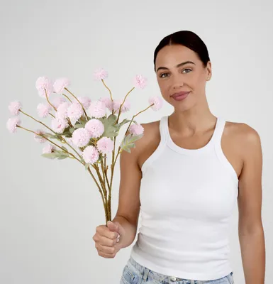 6 Kunst-Chrysanthemen, 52 cm, Faux-Tulpen, Blumenstrauß, Rosa