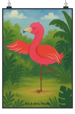 Produktbild von Mr. & Mrs. Panda Bild Flamingo Yoga Design DIN A0 - Weiß - Geschenk, Baum, Yogi, drucke, Namaste, Plakat, Kunstdruck, Achtsamkeit, Posterdruck, wanddeko, Urlaub