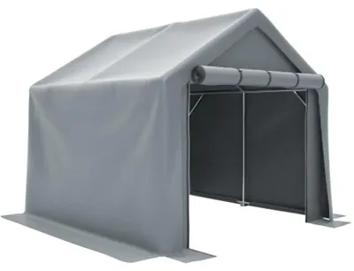 Produktbild von Zimilo Fahrradgarage 244x241x217cm, Geräteschuppen Wetterfest, Garagenzelt mit Stahlrahmen, UV Schutz, Wasserdicht, Dunkelgrau
