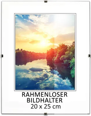 Produktbild von MG Design Rahmenloser Bilderrahmen, 20 x 25 cm - mit Clips, Acrylglas, HDF-Platte - zum vertikalen oder horizontalen Aufhängen/Aufstellen