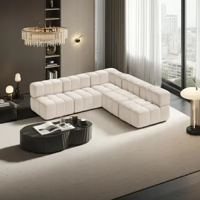 Produktbild von GESTEPPTE MODULARE ECKCOUCH 280 x 285 cm ECKCOUCH FÜR DAS WOHNZIMMER CLIXI