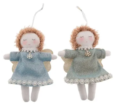 Stoff-Hänger, 2er-Set, hellblau/grün, 11x4x15 cm