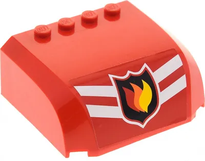 Produktbild von 1x Lego Auto Dach 5x6x2 rot gewölbt Sticker Feuerwehr 7207 92115 61484pb004