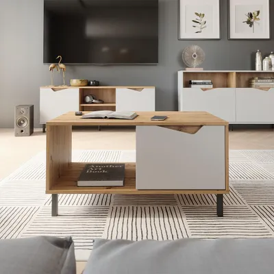 Immagine prodotto di Tavolino da salotto Vicco Marelle Bianco/Artisan 90 x 50 cm con 1 porta, Model 57857