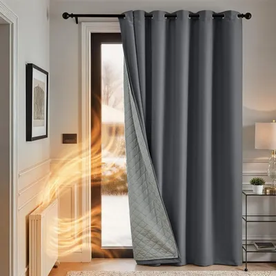 Produktbild von Verdunkelungsvorhang Thermovorhang Türvorhang mit Ösen - 260 x 200 cm - Verdunkelnd - Isoliert
