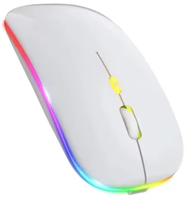 Zdjęcie produktu dla Bezprzewodowa mysz LED – mysz Bluetooth – podświetlenie LED – RGB – mysz do laptopa i gier – bezprzewodowa – biała – CHPN