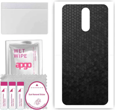 Produktbild von apgo Rückseite Schutzfolie, Skin, kompatibel mit Oppo R17, Hinten Displayschutzfolie aus Vinylfolie, kratzfest, einfache Montage - Schwarze Honigwabe