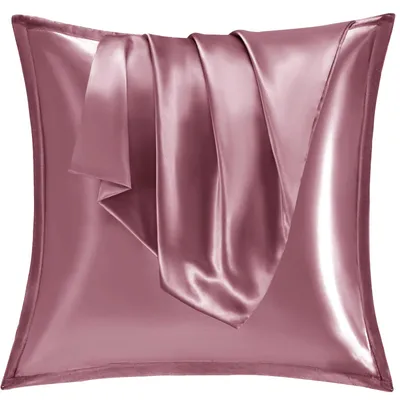 Produktbild von Satin-Kissenbezug 65x65 cm, 2er-Set, seidenweich, geeignet für lockiges Haar, Satin-Kissenbezug mit Reißverschluss, rosa Kissenbezüge