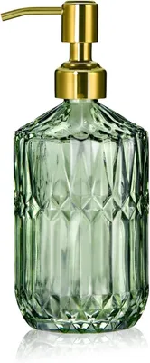 Image de Distributeur de savon en verre avec pompe dorée, pour cuisine et salle de bain, 1 pièce, pour savon liquide