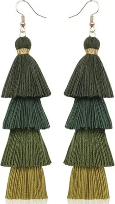 Image de Boucles d'oreilles QU-32605 Vert - Élégance Colorée KP32605