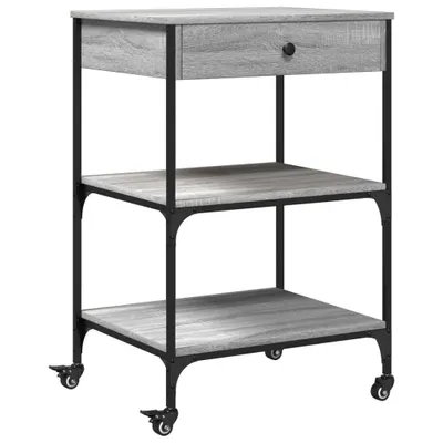 Zdjęcie produktu dla vidaXL Wózek kuchenny szary Sonoma 60x48x89,5 cm Materiał drewnopochodny