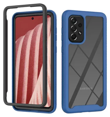 Produktbild von Galaxy A73 5G Hülle, Hybrid Transparente Rückseite Robust TPU Bumper Rutschfest Stoßfest Ganzkörper Schutzhülle für Samsung Galaxy A73 5G Dunkelblau