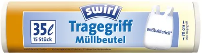Produktbild von SWIRL 1-3004-34 Mülleimerbeutel mit Tragegriff transparent 35 Liter