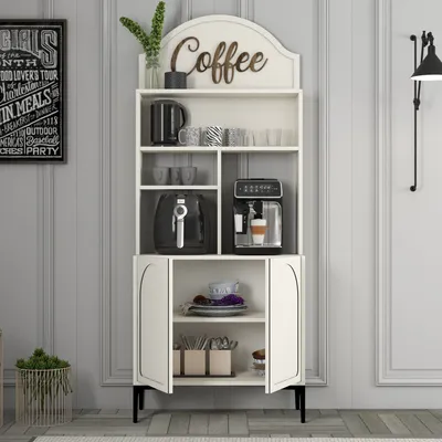 Produktbild von Skye Decor, Lyon 80 - Cream, Black, Wohnzimmerschrank, Kaffeebarschrank, Creme, 81,3 x 201 x 35 cm