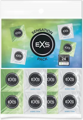Zdjęcie produktu dla EXS Mix 24 szt. Prezerwatywy Nano Thin i Ribbed Dotted zestaw