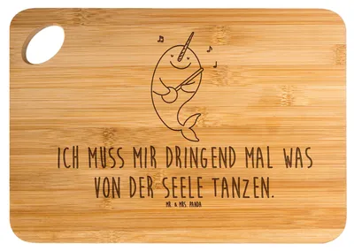 Produktbild von Mr. & Mrs. Panda Holzbrett Narwal Gitarre - Transparent - Geschenk, Probleme, Gespräche, Hackbrett, Frühstücksbrett, Brett, Meer, Frühstücksbrettchen, Küchenbrett, Wal