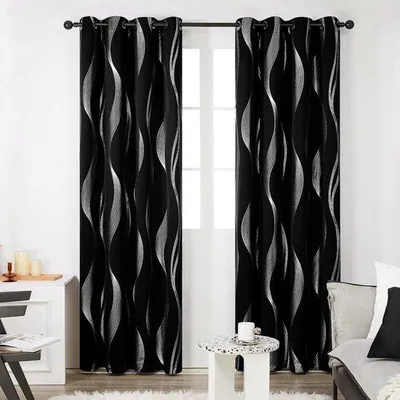 Productafbeelding van Famanu verduisterende gordijnen voor woonkamer en slaapkamer - zwart, 117x229 cm, 2 stuks