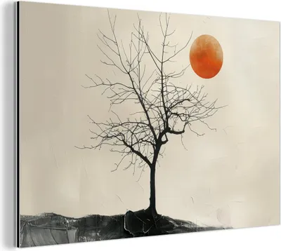 Produktbild von MuchoWow Wanddekoration Metall Metallbild Wandkunst 60x40 cm Baum - Sonne - Modern - Landschaft MuchoWow Aluminium Gemälde - Gemälder